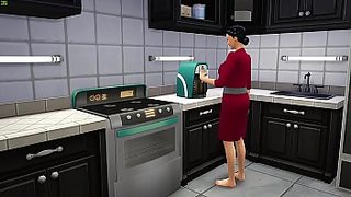 i find my step mom in kitchen naked