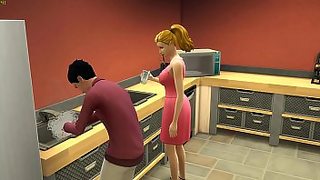 japanese mom fuck son in kitchen