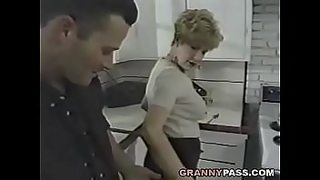 porn mom with son in kitchen