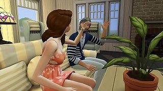 a old man feeding boobs to a young girl